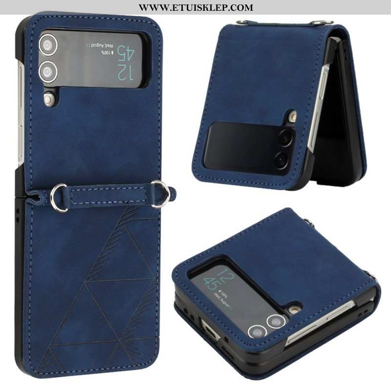 Etui do Samsung Galaxy Z Flip 4 Etui Folio Trójkąty Ze Sztucznej Skóry